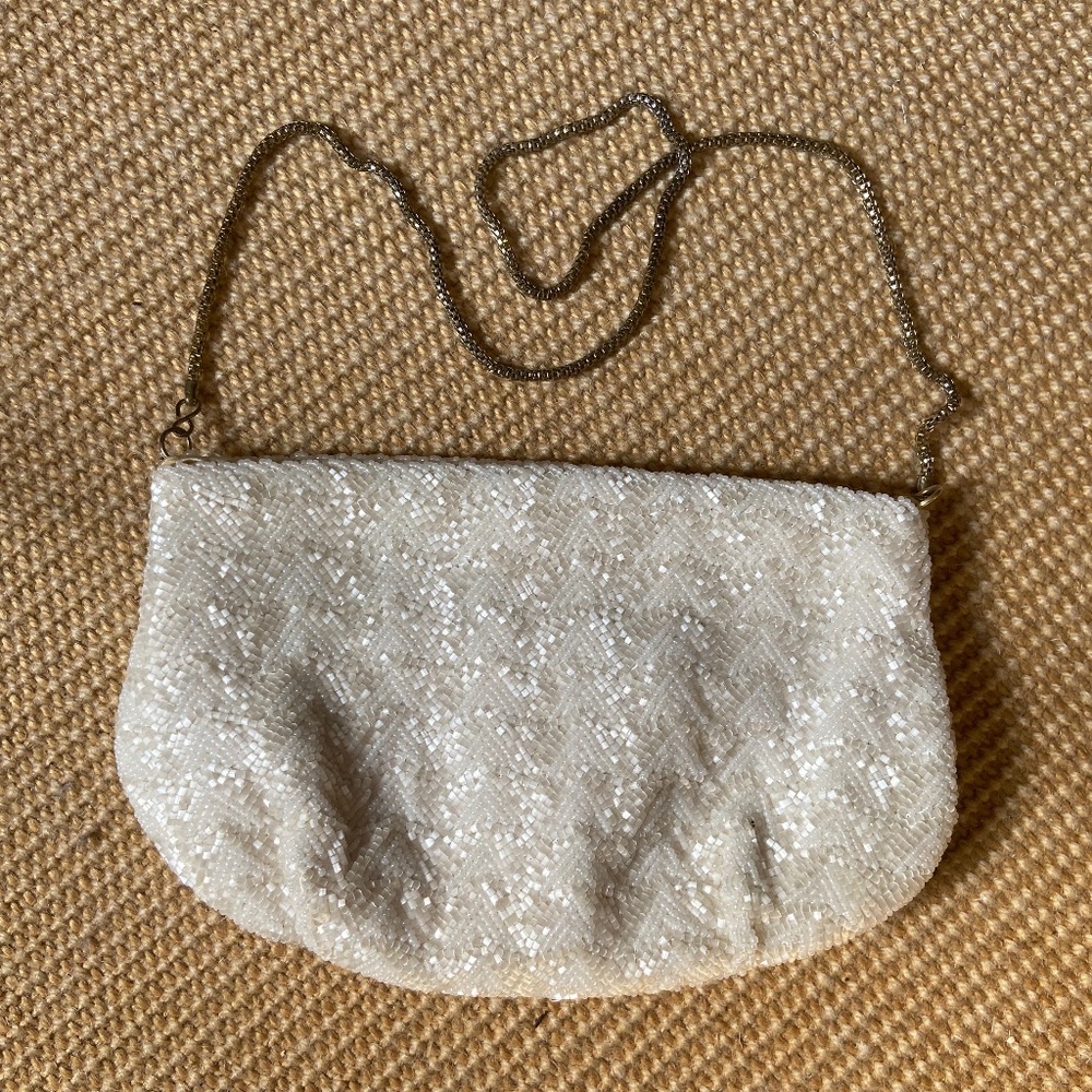 ✅ Beige Beaded Evening Bag | Handbag | Clutch · For Night Out or Fancy Party